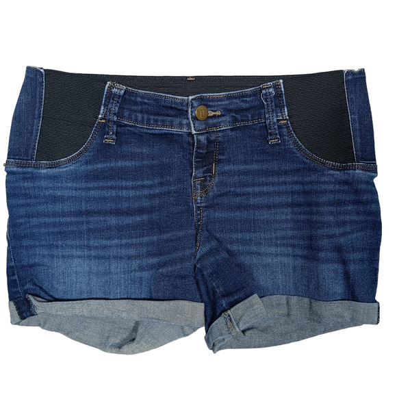 Isabel Maternity Denim Midi Shorts Size 4/27 Dark Blue Wash Stretchy - Picture 1 of 4